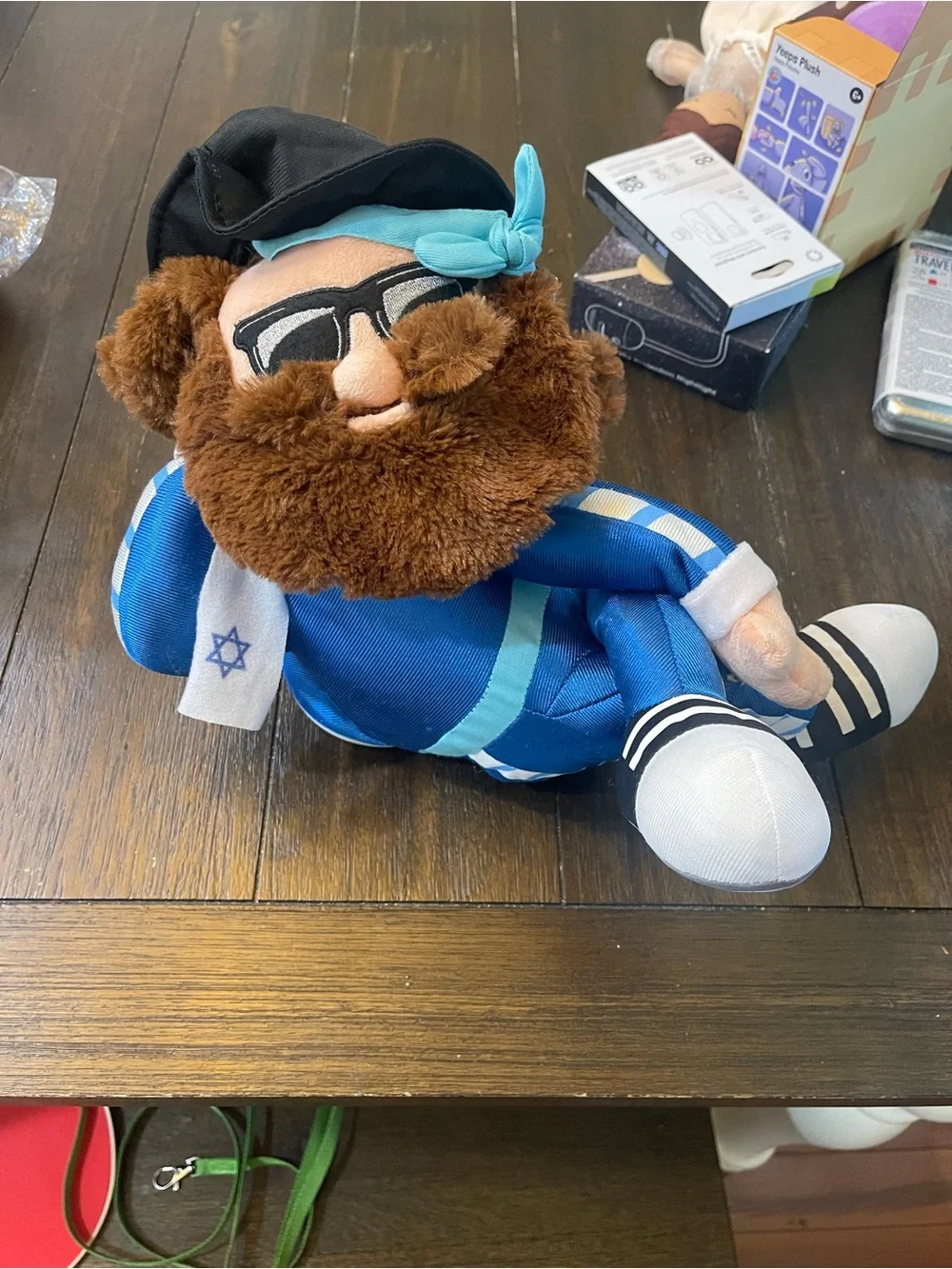 Blue-Accented Plush Bearded Boy Doll for Kids